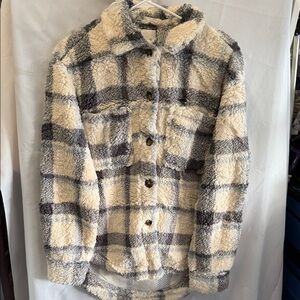 Active USA Faux Fur Plaid Jacket